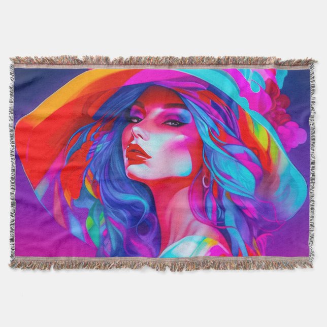 Manta Retrato de arte pop neón (Anverso)