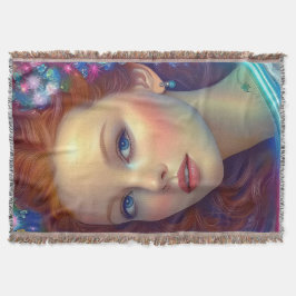 Manta Retrato de pelo arcoiris encantado