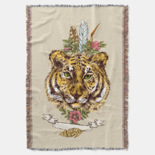 Manta Retrato del estilo de Boho del tigre