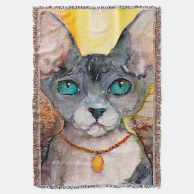 Manta Retrato felino Sphynx Los amantes del sueño (Frente vertical)