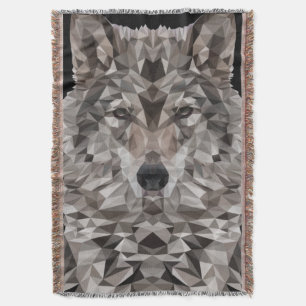 Manta Retrato geométrico de lobo gris