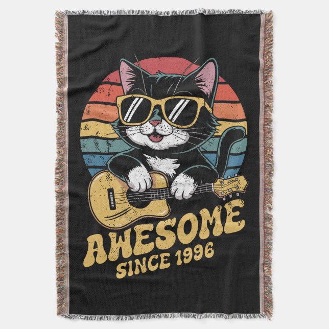 Manta Retro 1996 Birthday Cat Lover Ukulele 30th Bday  (Frente vertical)