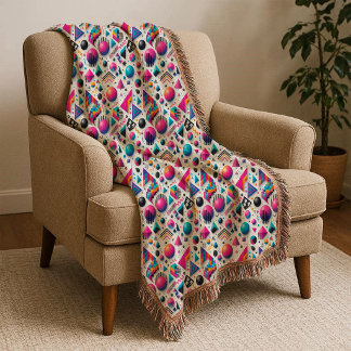 Manta Retro 90s Memphis Geometric Neon Bold Throw Blanke