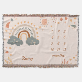 Manta Retro Boho Rainbow Rust Baby Meses