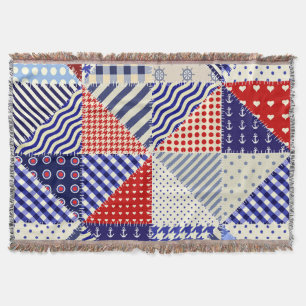 Manta Retro Patchwork Triángulos de Estilo Nautico