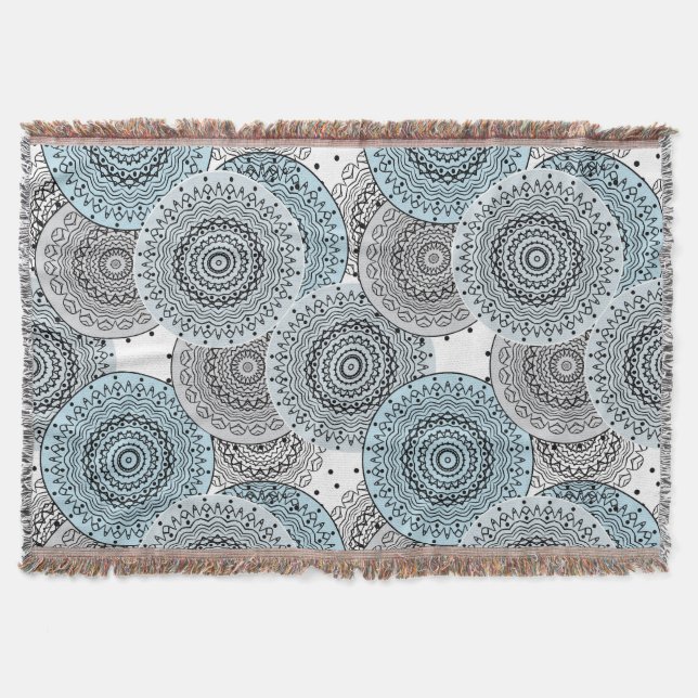 Manta Retro, retro, azul y gris, elegante (Anverso)