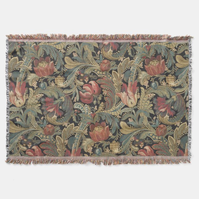 Manta Rich Floral Tapestry Brocade Antiguo Clásico (Anverso)