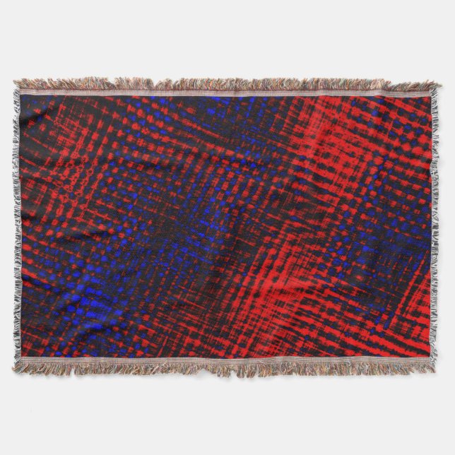 Manta Riscos vermelhos cruzados e fundo azul? (Anverso)