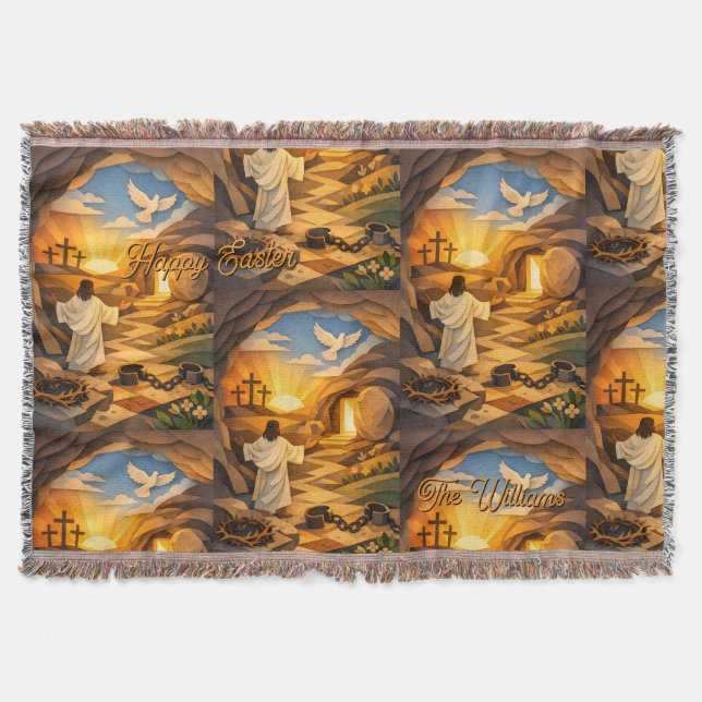 Manta Risen Jesus Empty Tomb 3D Papercut Easter (Anverso)