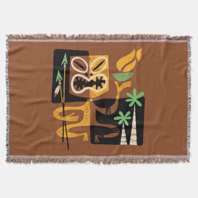 Manta Rituales tribales antiguos: hombre con fuego y lan (Anverso)