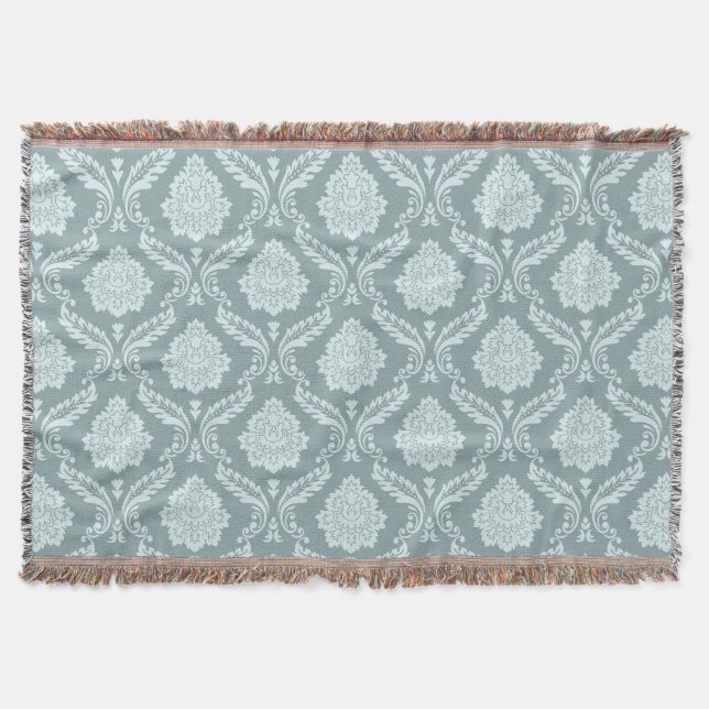 Manta Rococo Damask Pattern Duck Egg Blue+Teal (Anverso)