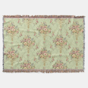 Manta Rococo floral de estilo victoriano verde sabio fra