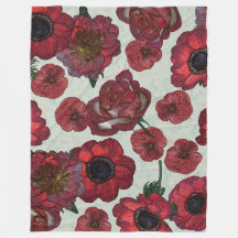 Manta roja del paño grueso y suave de las flores,