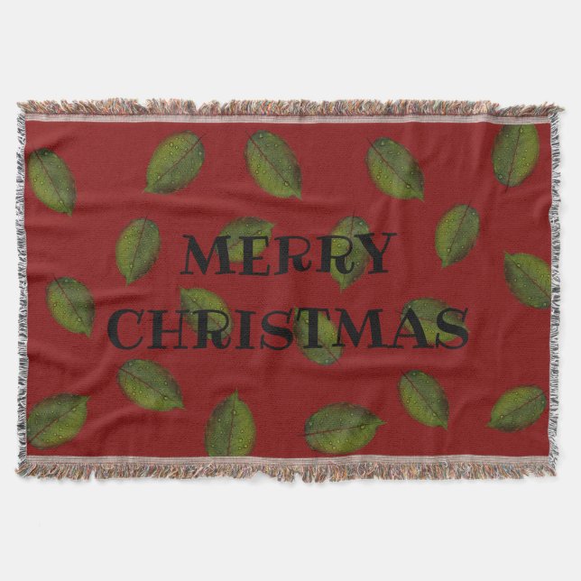 Manta Roja "FELIZ NAVIDAD" Leafy (Anverso)