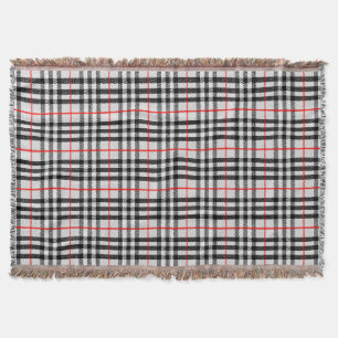 Manta Rojo blanco negro Gingham   Tejido clásico de cuad