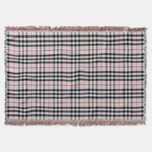 Manta Rojo blanco negro Gingham | Tejido clásico de cuad (Anverso)
