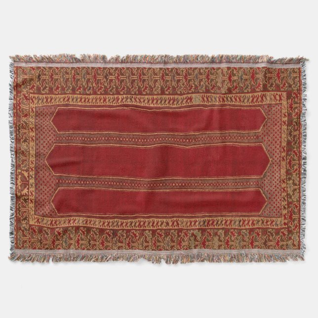 Manta Rojo de alfombra persa turca oriental (Anverso)