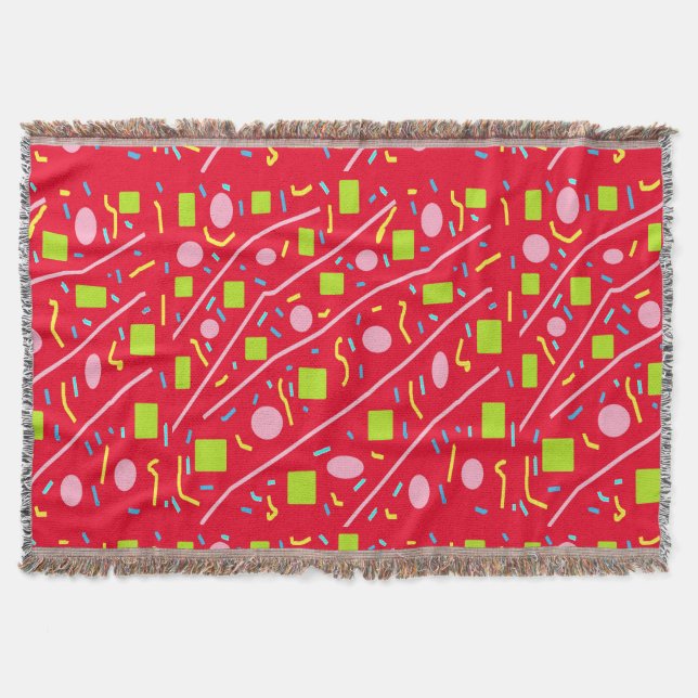 Manta Rojo de globos verdes cuadrados diseño lindo (Anverso)