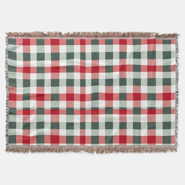 Manta Rojo de granja, blanco, verde grifo de Gingham (Anverso)