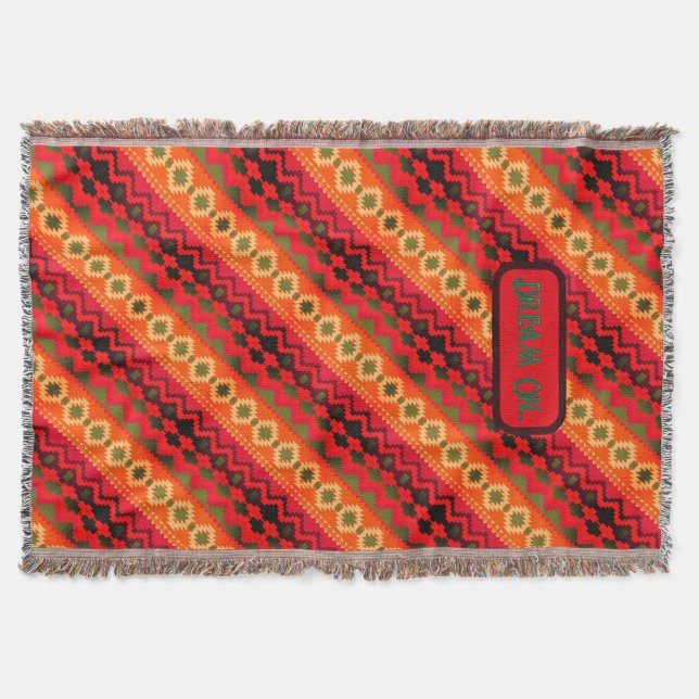 Manta Rojo Naranja Verde Azteca  (Anverso)