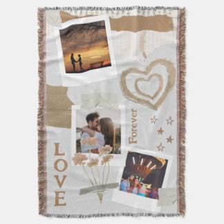 Manta Romance de Scrapbook Rústico con Corazones y Flore