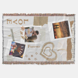 Manta Romance de Scrapbook Rústico con Corazones y Flore