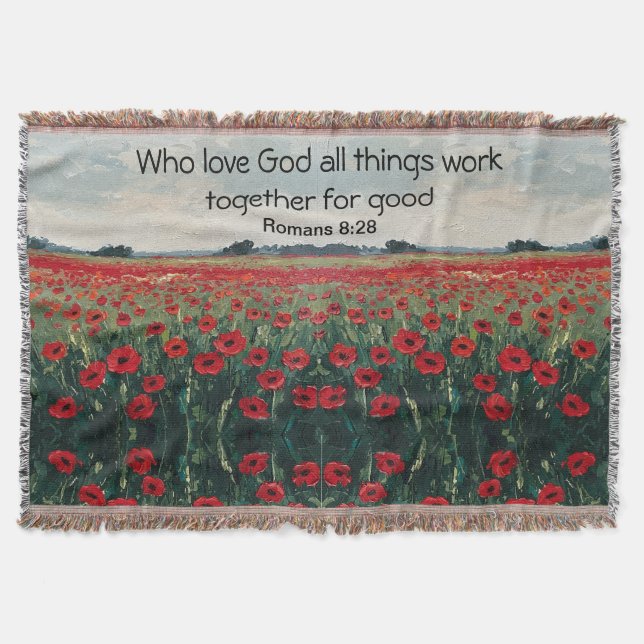 Manta Romans 8:28 Christian Throw Blanket (Anverso)