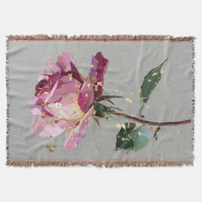 Manta Rosa Artística Rosa y Hoja de Oro (Anverso)