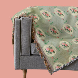Manta Rosa de época Doily Green Damask
