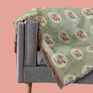 Manta Rosa de época Doily Green Damask