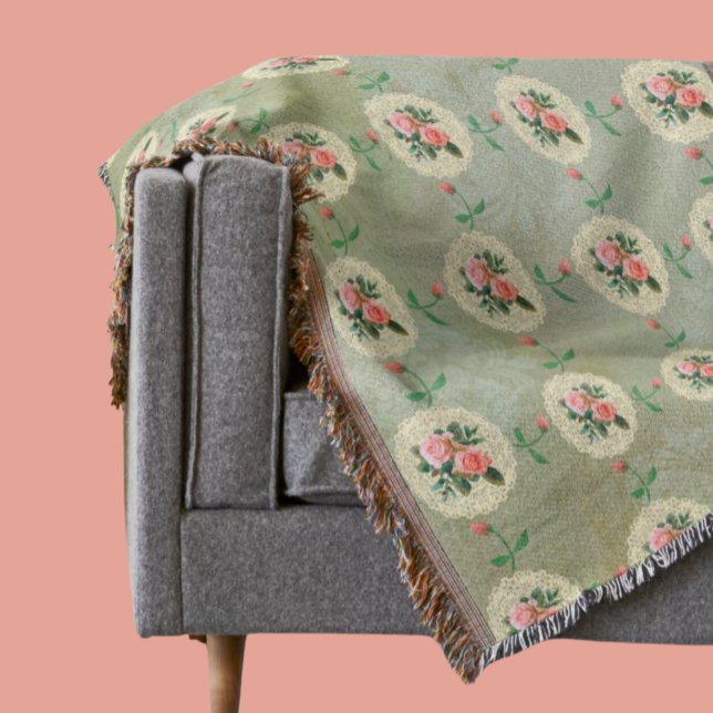 Manta Rosa de época Doily Green Damask (Subido por el creador)
