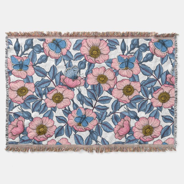 Manta Rosa de perro y mariposas (Anverso)