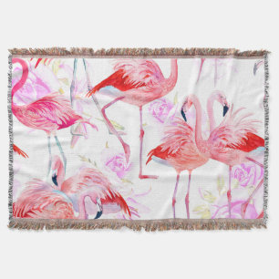 Manta Rosa Flamingo: Floral de aves acuáticas