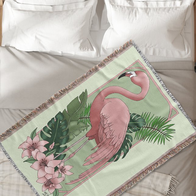 Manta Rosa Flamingo Green Leaves Lily (Subido por el creador)