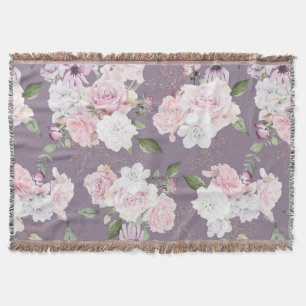 Manta rosa jardín elegante mauve floral