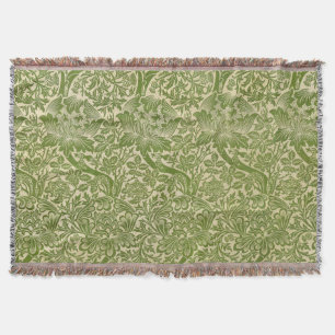 Manta Rosa y Cardo Floral Verde de William Morris