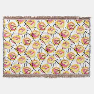 Manta Rosas amarillas fantasía líneas de tinta negra Gru