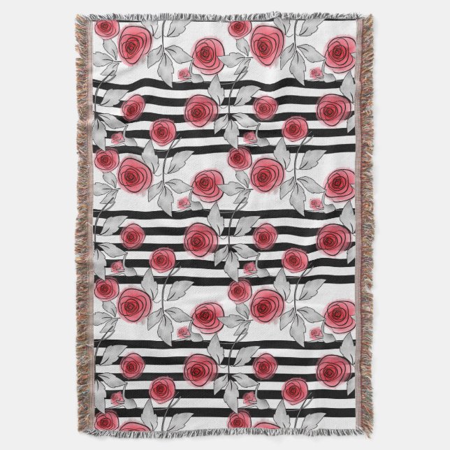 Manta Rosas de acuarela (Frente vertical)