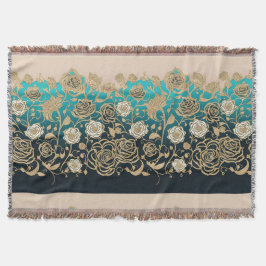 Manta Rosas de oro de fondo turquesa