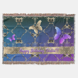 Manta Rosas mariposa morada