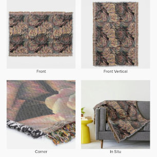 Manta Rosas marrones, naranjas, cobre y oro