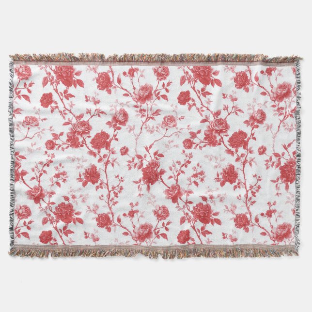 Manta Rosas Rojas Románticas Floral (Anverso)