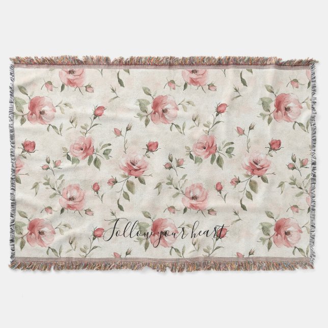 Manta Rosas Rosadas Floral (Anverso)