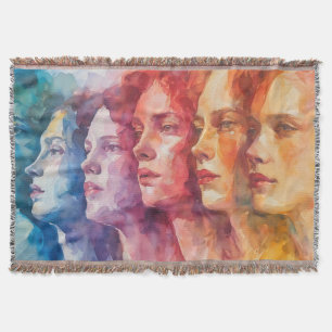 Manta Rostros de las mujeres - Pintura de acuarela