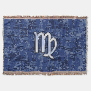 Manta Rótulo Virgo Zodiac en camuflaje digital azul de l