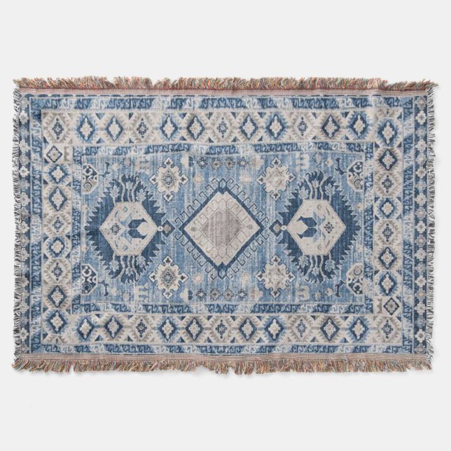 Manta Rug azul kilim de la antigüedad oriental (Anverso)