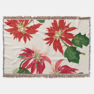 Manta Ruido Rojo Acuarela Poinsettia Verdor Floral