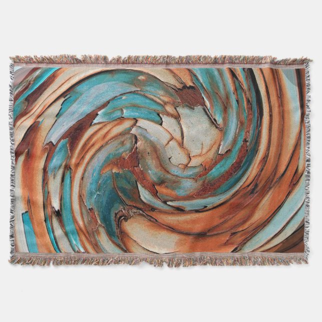 Manta Rust N Blue Abstract Art Throw Blanket (Anverso)