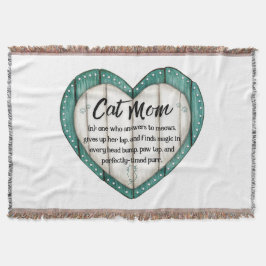 Manta Rustic Heart Cat Mom Throw Blanket