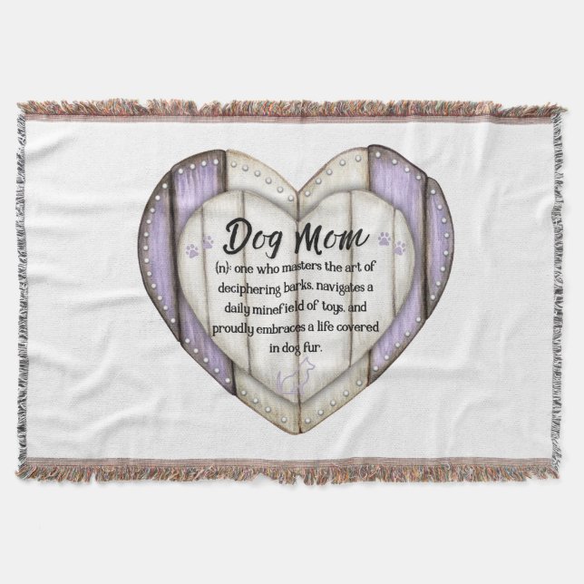 Manta Rustic Heart Dog Mom Throw Blanket (Anverso)